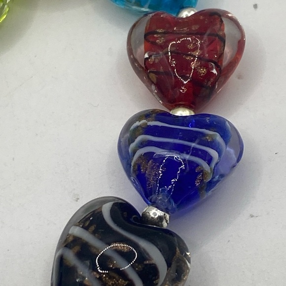 Murano Glass Heart Fass Bracelet 925 Sterling Silver - Picture 4 of 6